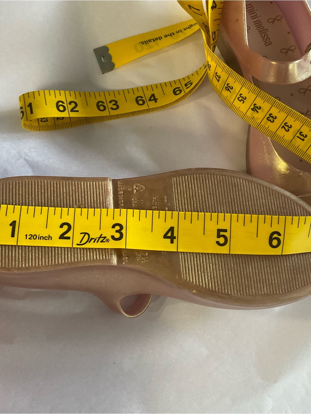 Mini Melissa Sweet Love Rose gold Girl Ballet Flats Size 11 - Picture 11 of 12